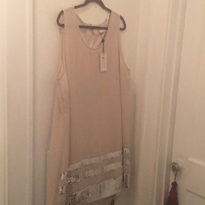 Sleeveless silver beige sequins dress 👗